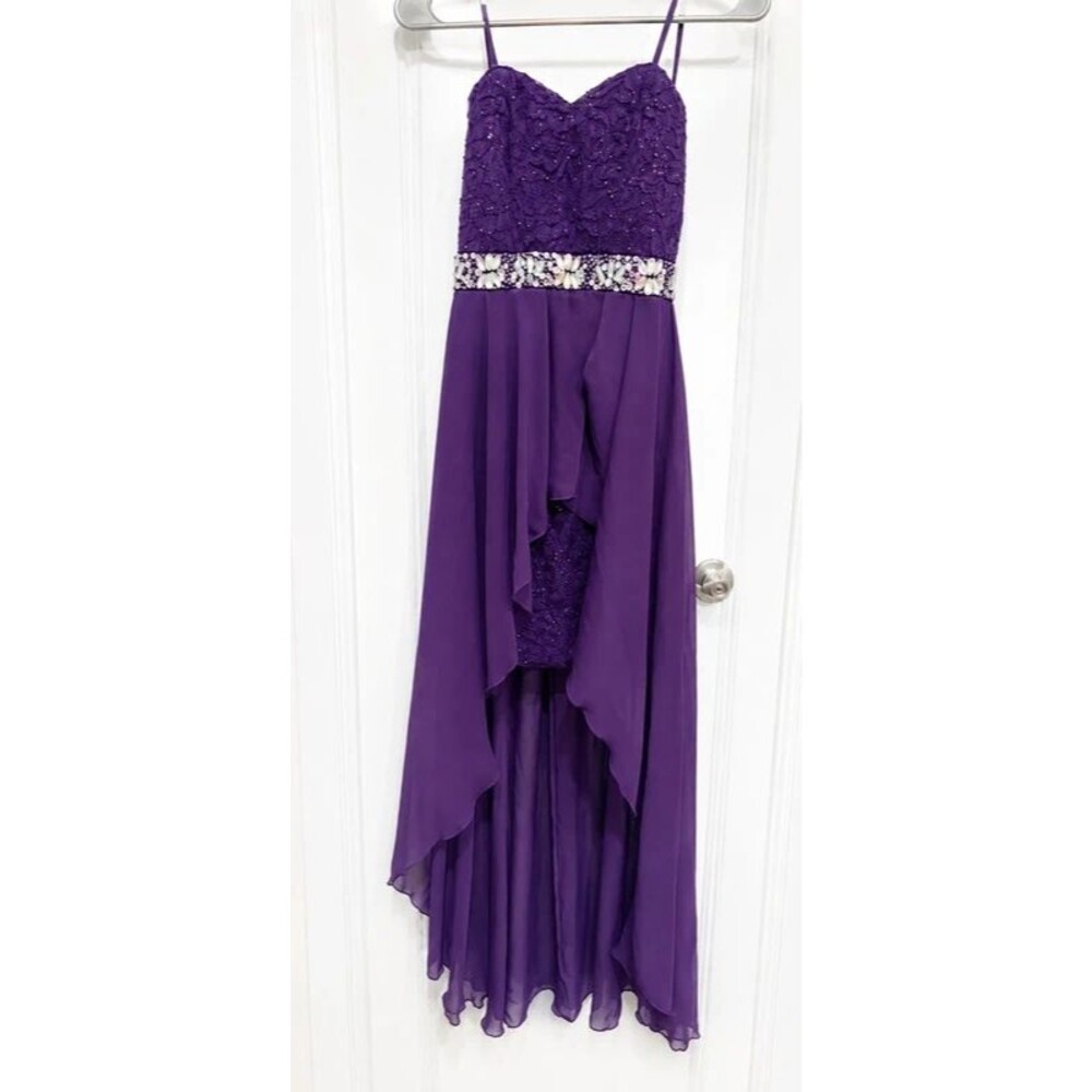 Speechless Juniors Size 3 Purple High-Low Formal Dress Rhinestone Embellished